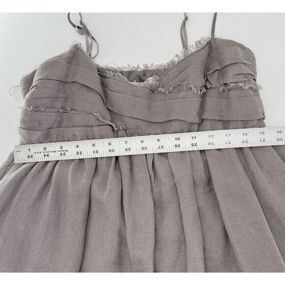 Max Studio Linen Nylon Blend Babydoll Dress Sz L‎ Frayed Edge Boho Y2K Vibes - Picture 11 of 11